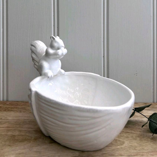 Ceramic Squirrel on Acorn Bowl for Home Decor and Ornament Tableware Dish Glossy