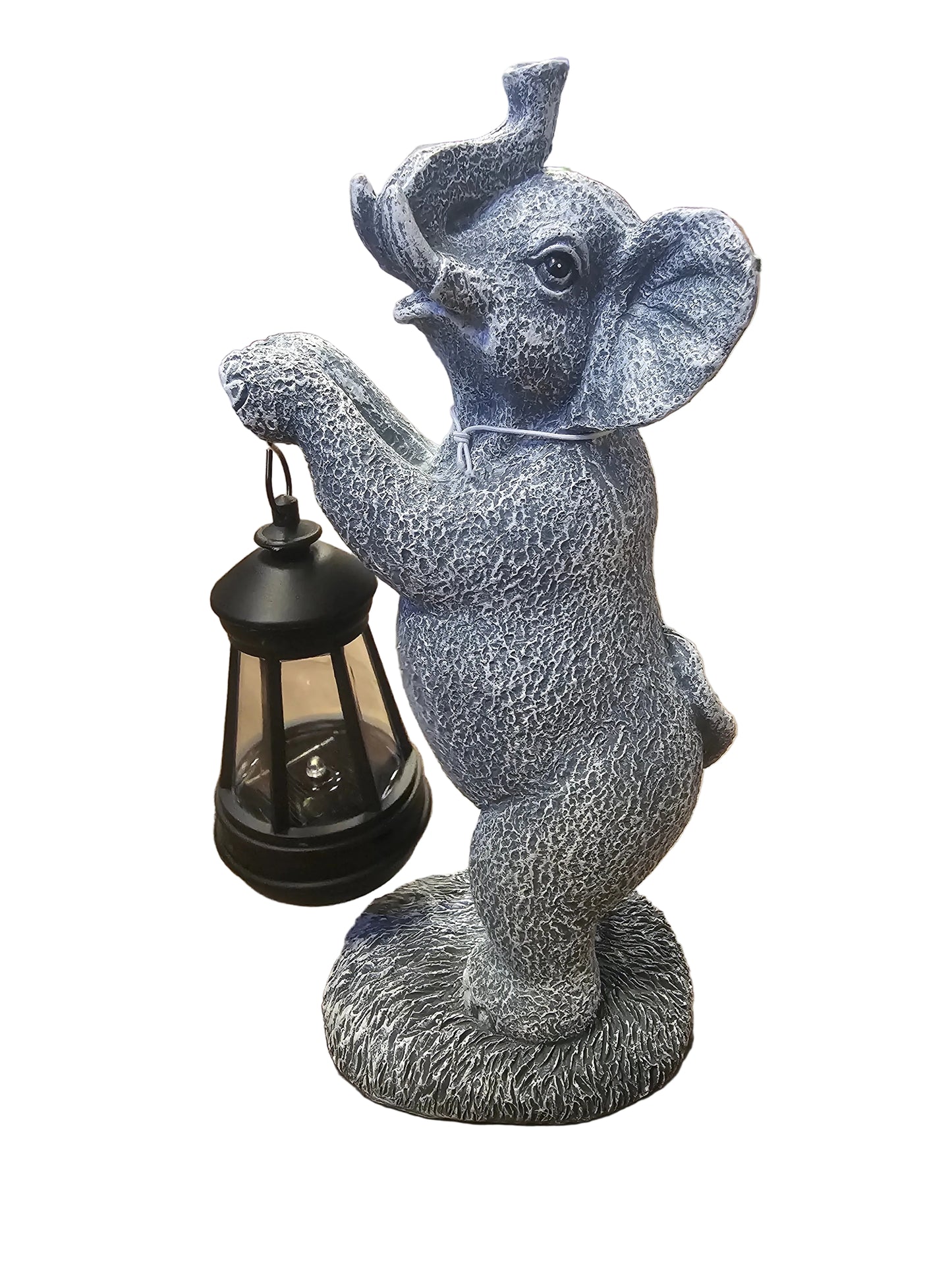 Solar Elephant Garden Ornament Outdoor Decorative Figurine with LED Light for Patio, Lawn or Yard