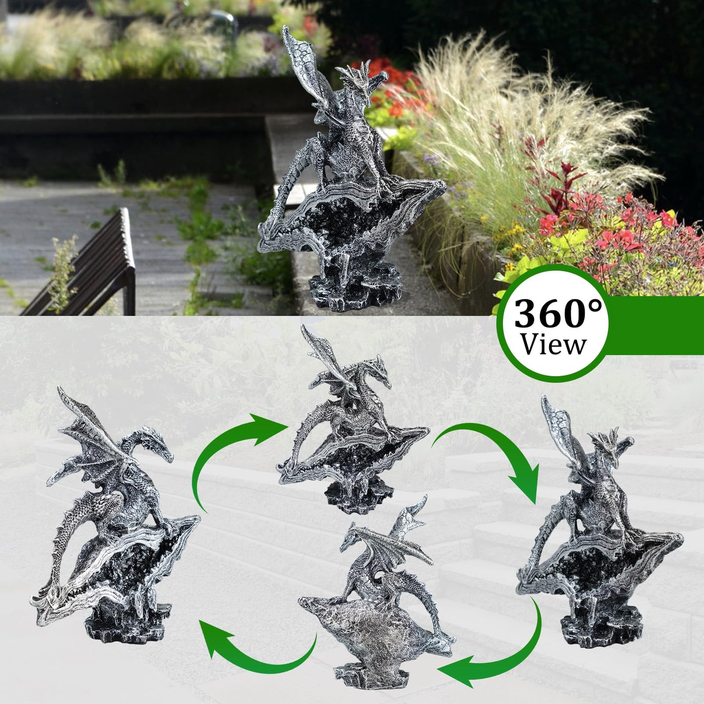 Gothic Dragon Ornament - Fantasy Resin Sculpture, Unique Decor