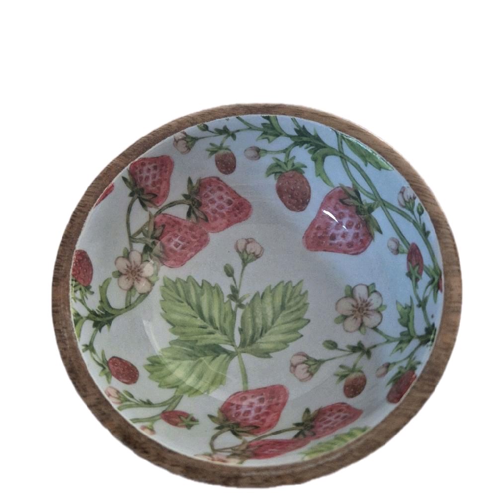 11cm Wdn S/berry Enamel Bowl - Elegant Tableware for Dining Stylish Serving Wood
