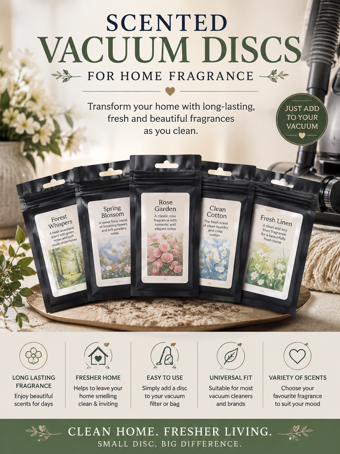 Scented vacuum Discs for Home Fragrance