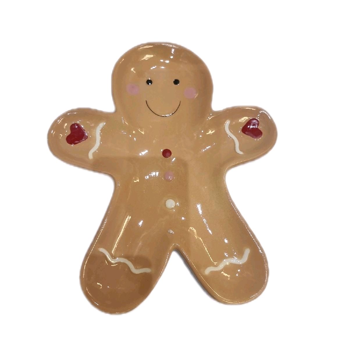 Gingerbread Man Ceramic Serving Plate - Festive Design for Holiday Trays & Dishes - Perfect for Adult Use - Easy to Clean & Display Holiday Treats