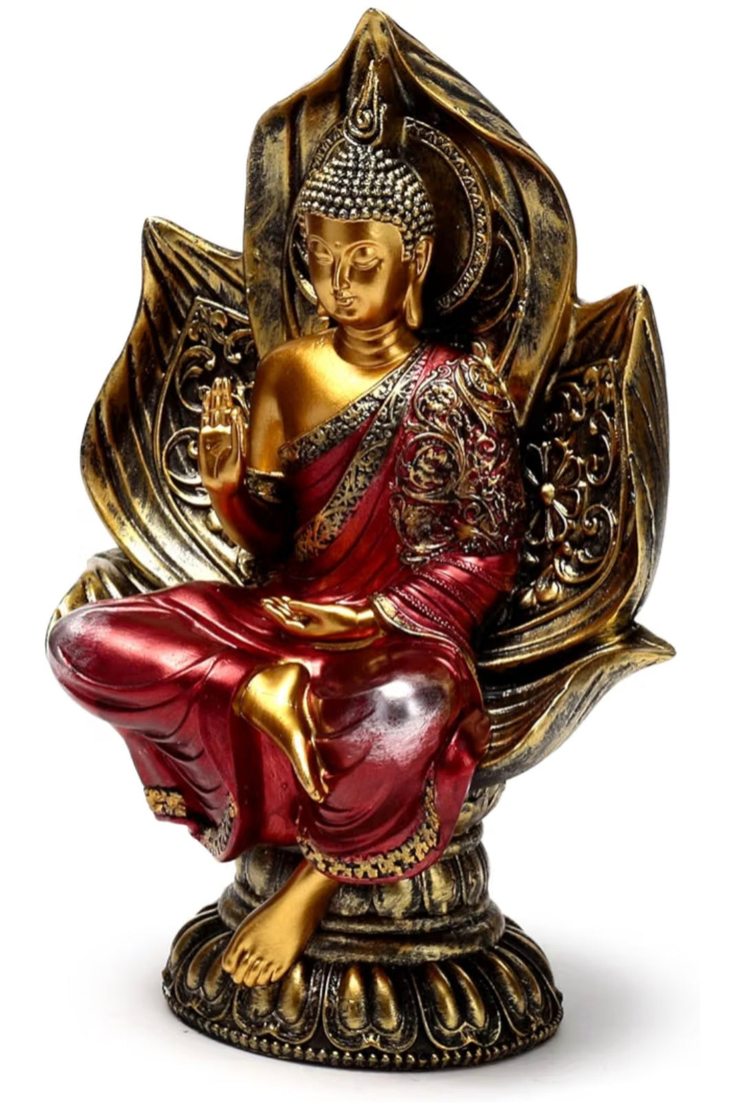 Red & Gold Thai Buddha Seated Lotus