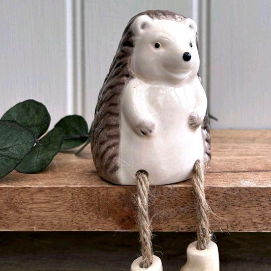 Ceramic Dangly Legged Hedgehog Decor Ornament Shelf Gift