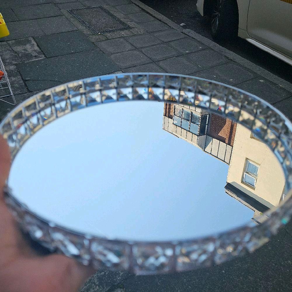 Decorative Round Mirror Tray 31cm Storage Cosmetics Organiser Glass