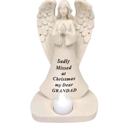 Remembrance Angel With Flickering Light Grandad/ daughter 20cm Decor