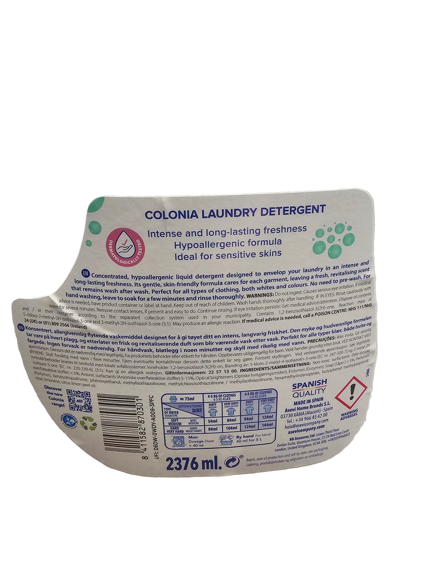 Asevi Laundry Detergent Colonia.