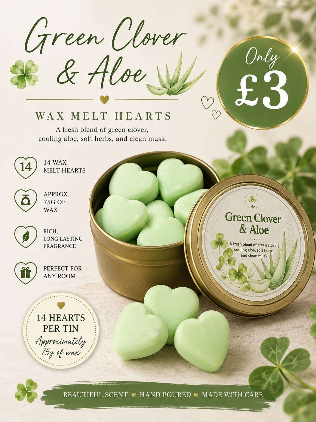 Heart Wax Melts in storage tin