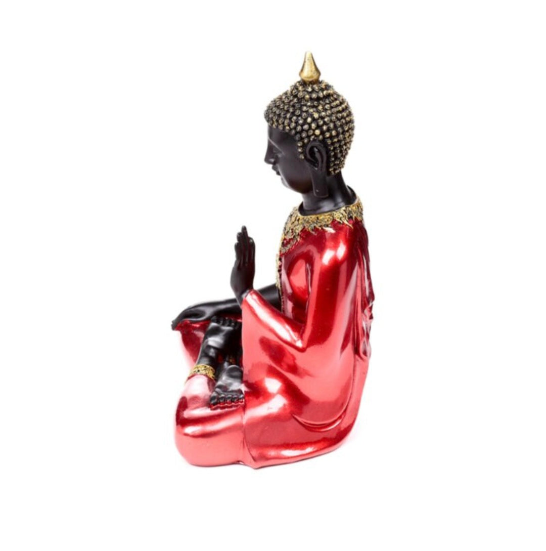 Red, Black & Gold Thai Buddha Meditation Resin Ornament (26cm)
