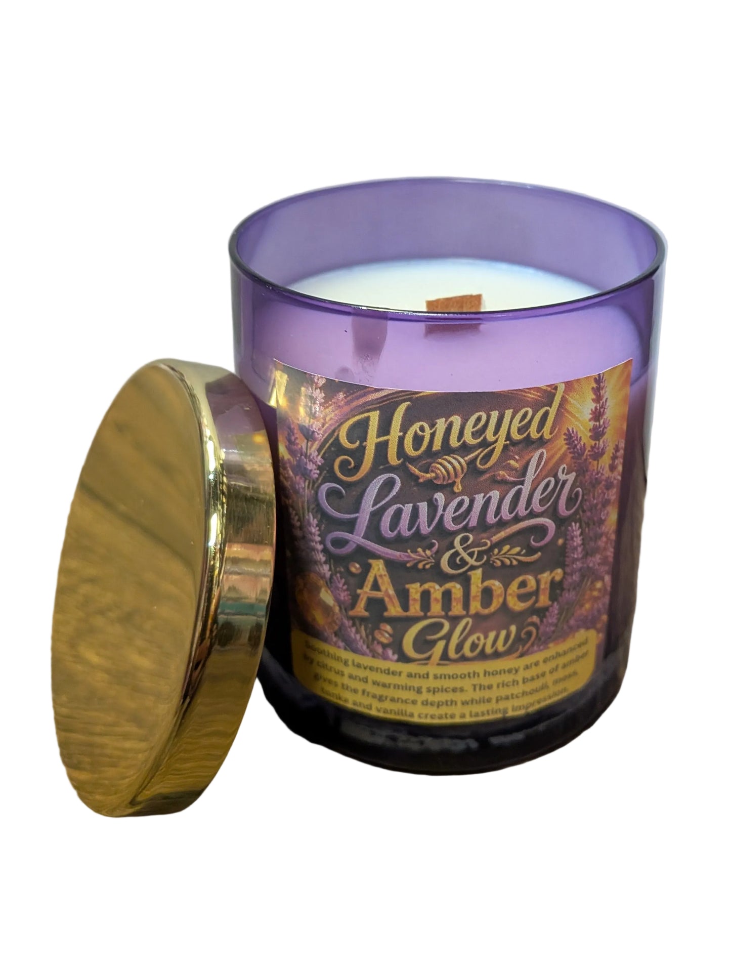 Honeyed Lavender & Amber Glow Wooden Wicked Candle