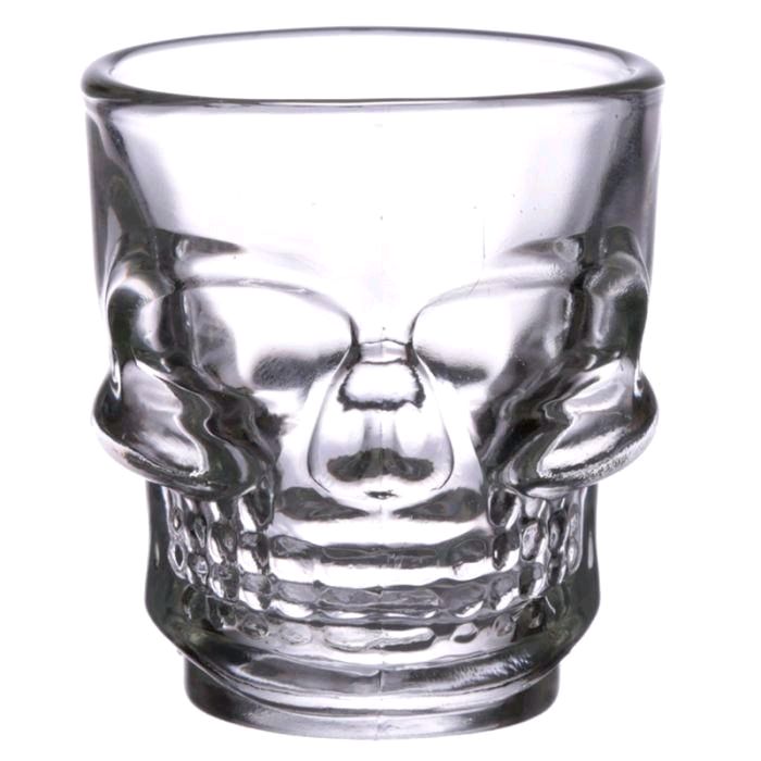 Set of 2 Glass Skull Shot Glasses with Roses (60ml) - Drinkware