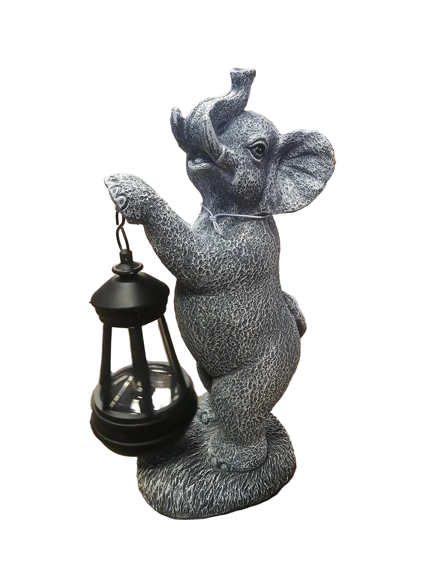 Solar Elephant Garden Ornament Outdoor Decorative Figurine with LED Light for Patio, Lawn or Yard