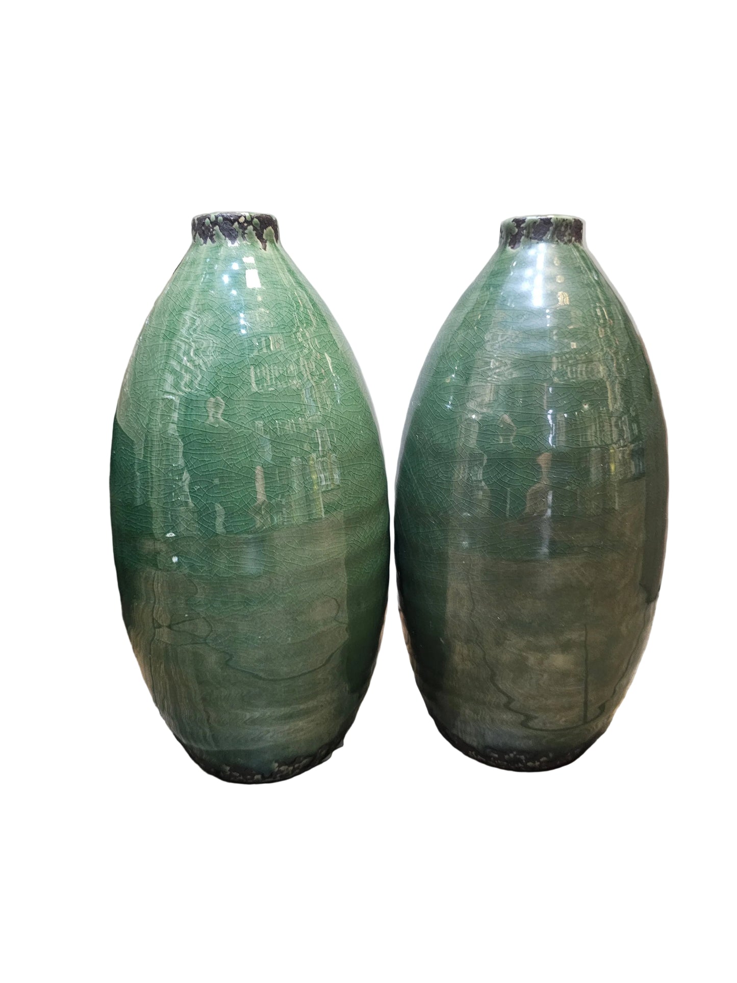 Green glazed ceramic vase