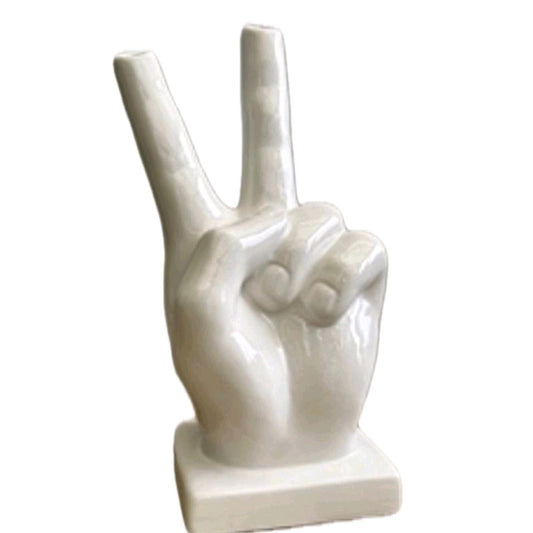 21cm V For Victory Vase - Decorative Ornaments Ceramic Flowers