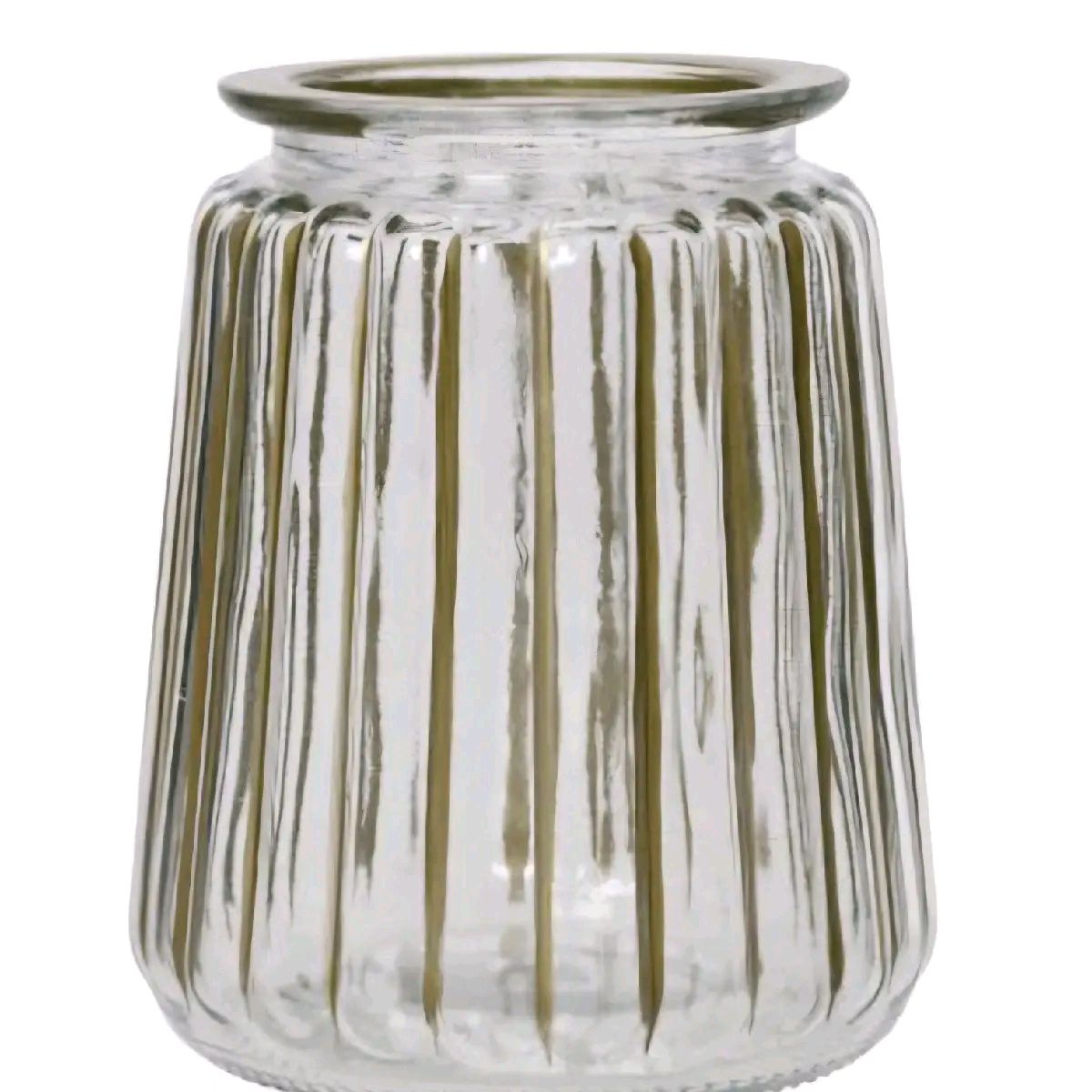 Hurricane Vase with Gold Painted Stripes