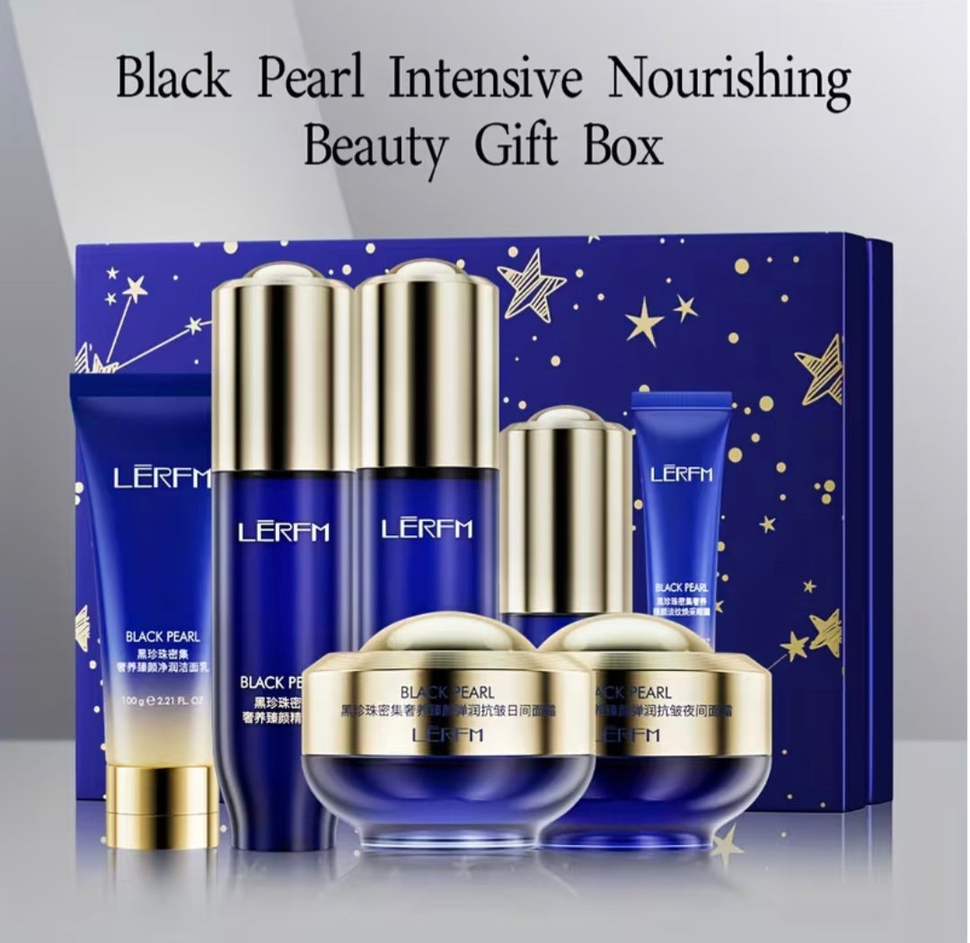 LĒRFM Lanifangke Black Pearl Intensive Luxurious 7-Piece korean gift set Cruelty Free：100% Cruelty Free — Never tested on animals at any stage of production.