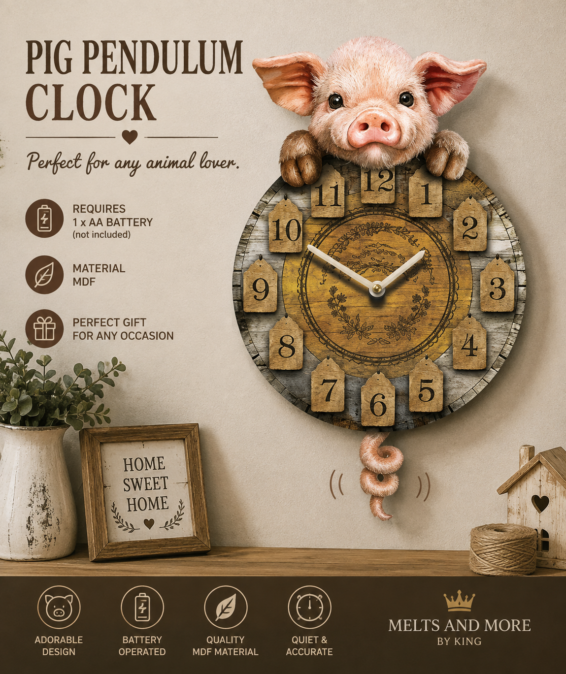 Pig Pendulum Clock