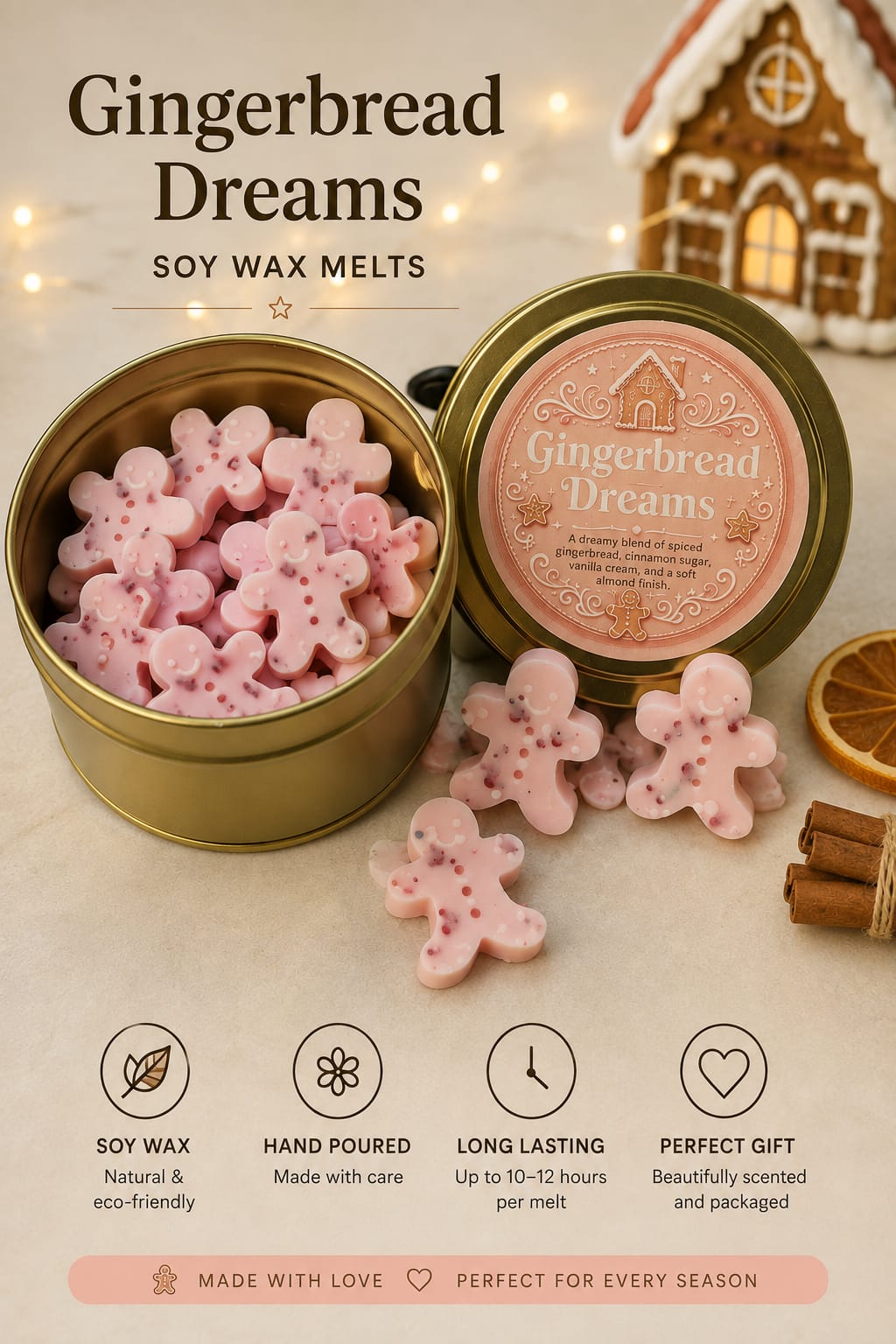 Gingerbread Blends Wax Melts in storage tin