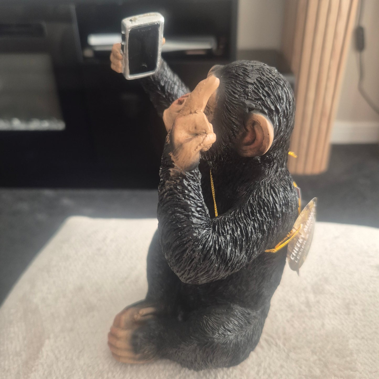 Selfie monkey with a finger up