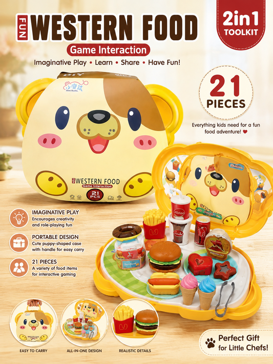 Children's 21-piece "Western Food" role-play toy kit