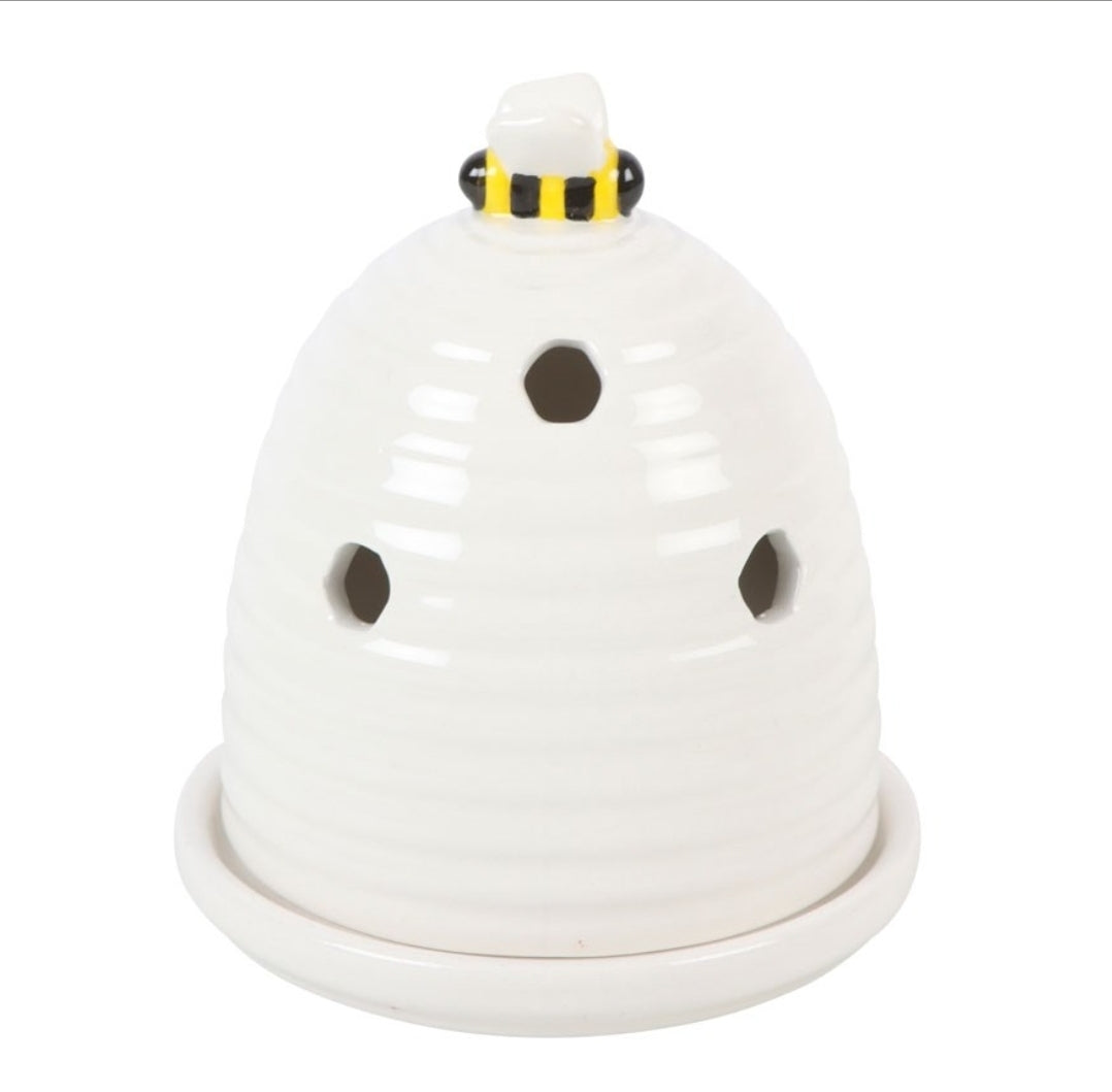 White Beehive Incense Cone Holder