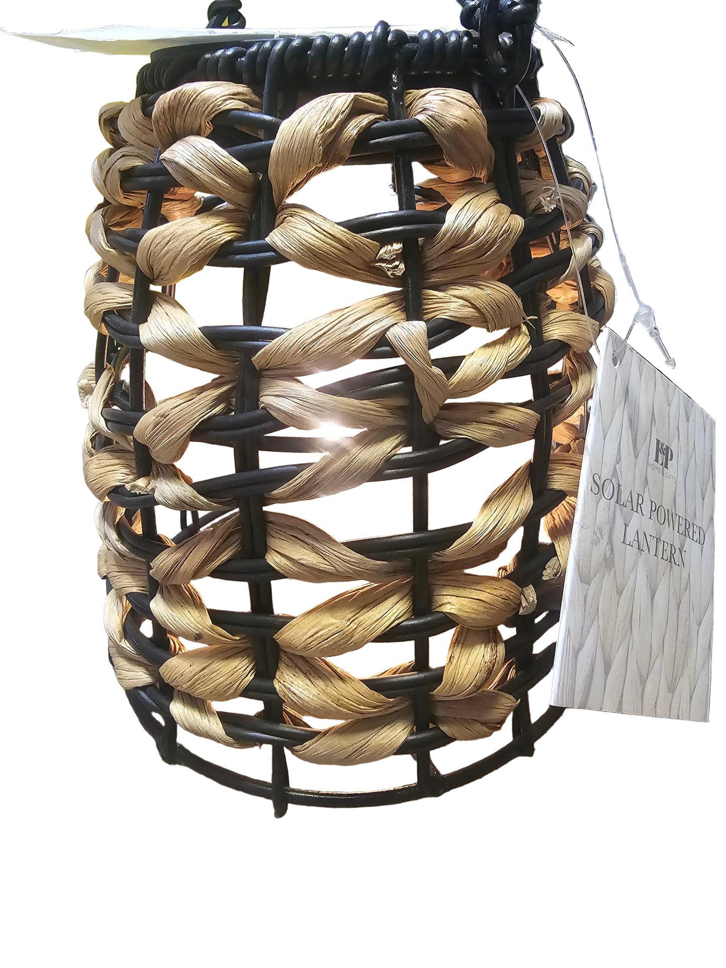 Solar Powered Woven Lantern 25cm