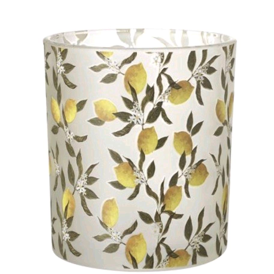 Large Glass Lemon Tealight Holder - 10cm Decorative Home Accessory Ornaments Room
