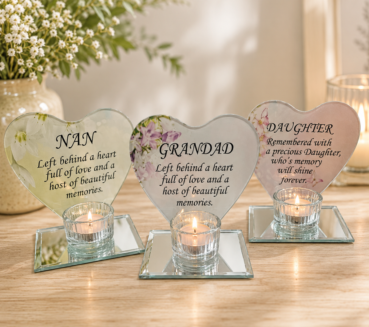 Memorial Heart Shaped Tealight Holders