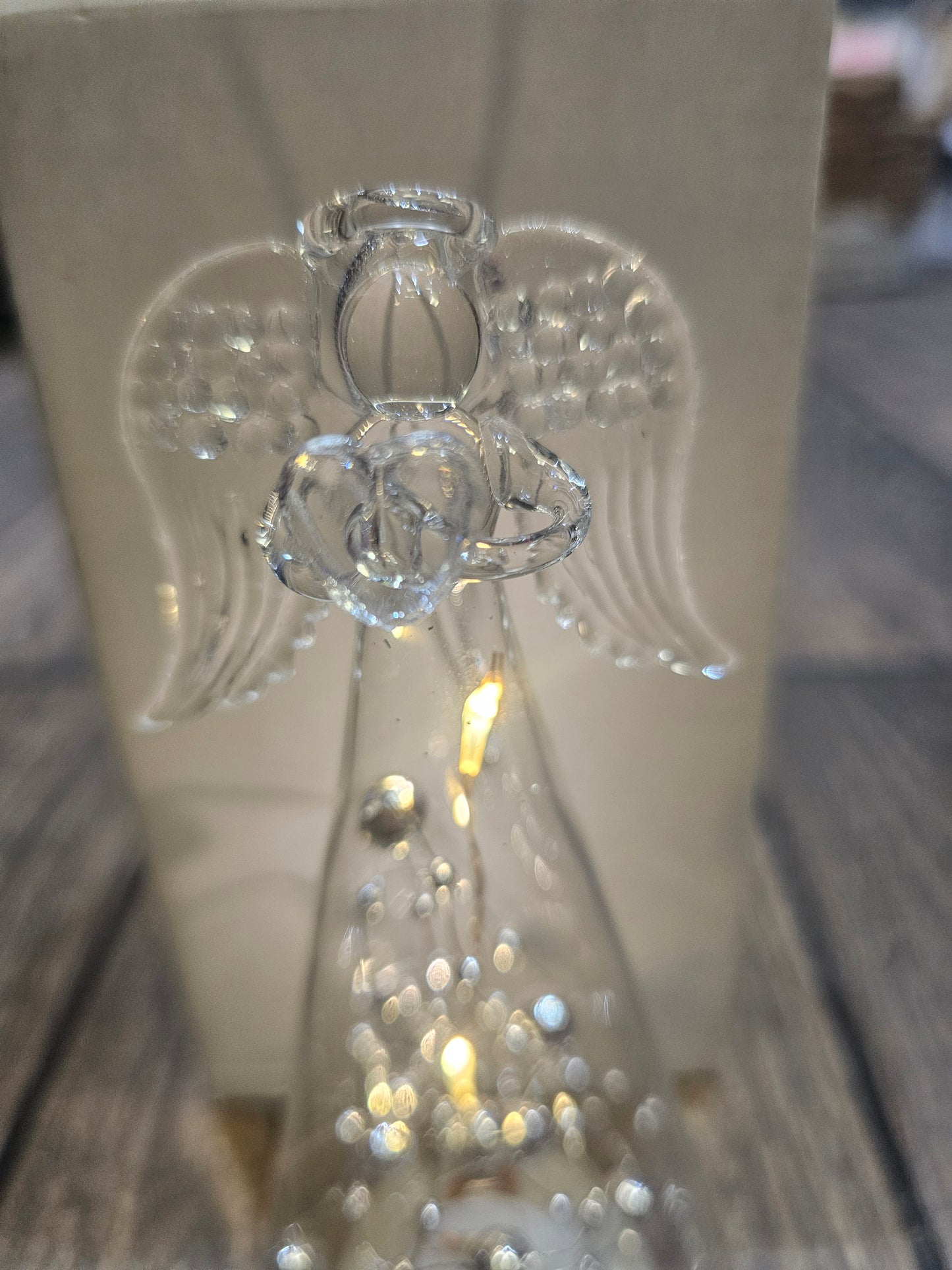 Silver Bead Light Up Glass Hanging Angel Decoration