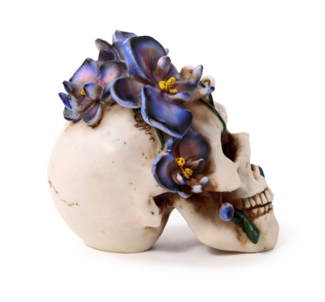 Skull with Purple Vine Flowers