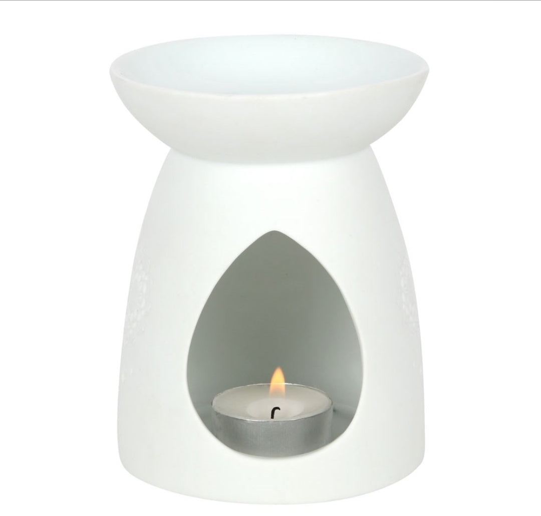 White Ceramic Buddha Face Oil Burner
