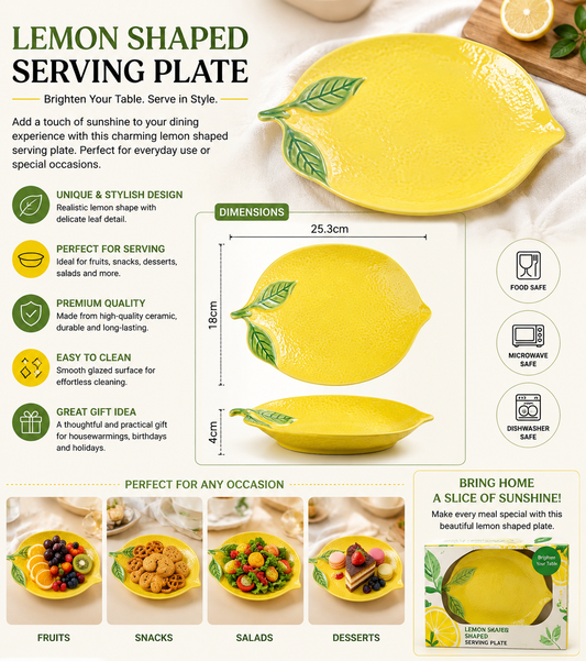 Lemon Shaped Serving Plate for Home