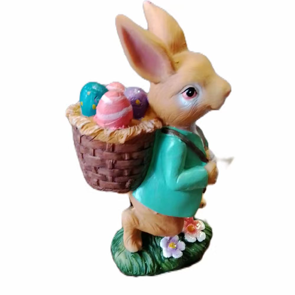 Cute  Bunny with Egg Basket Statue
