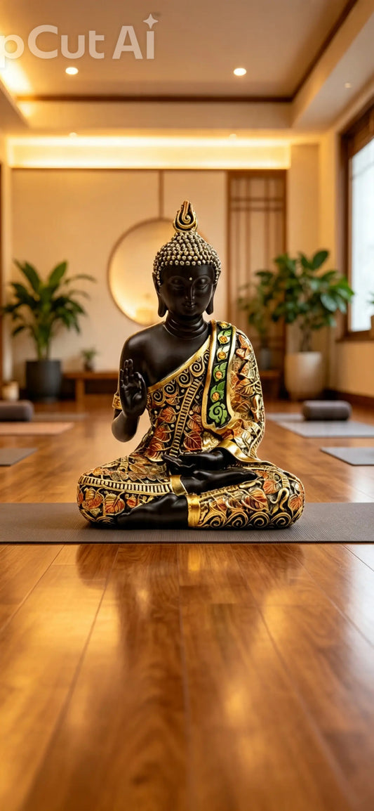 Black & Orange Gold Thai Buddha Mediation Decor Ornaments for Home Religious