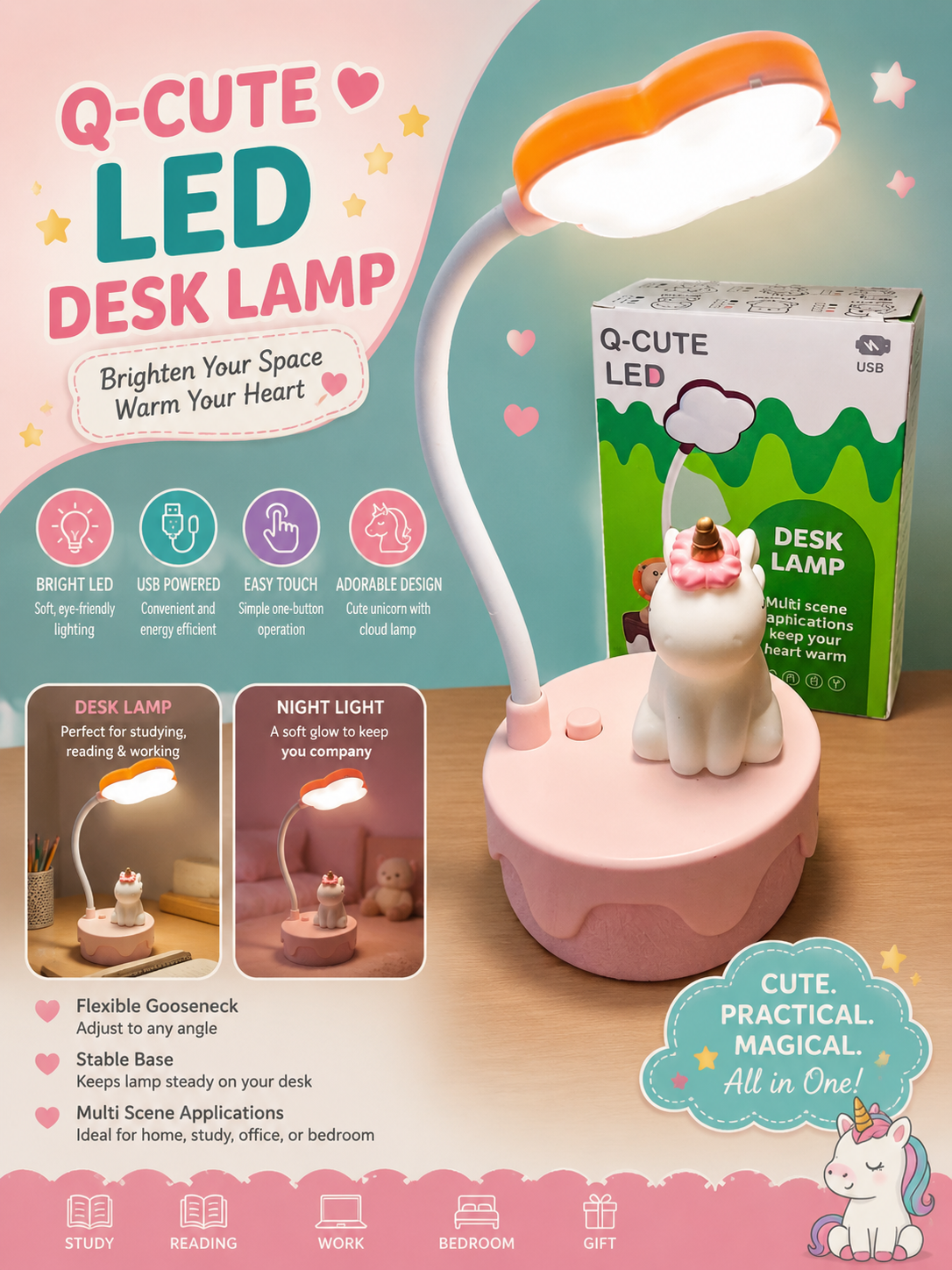 Unicorn Q-Cute LED Desk Lamp/night light