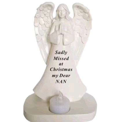 Remembrance Angel With Flickering Light Grandad/ daughter 20cm Decor