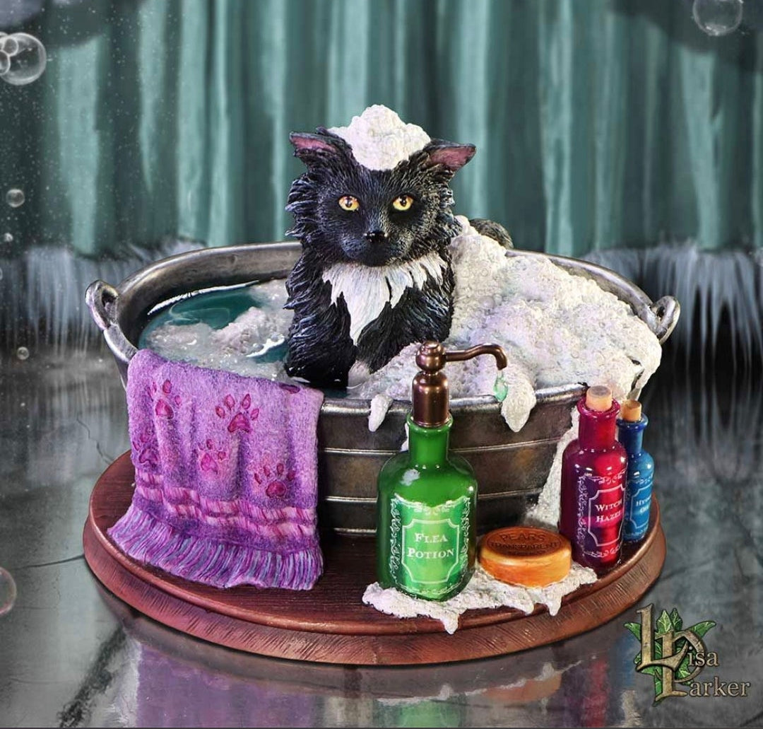 Black Cat Bath Time Figurine by Lisa Parker 13.5cm