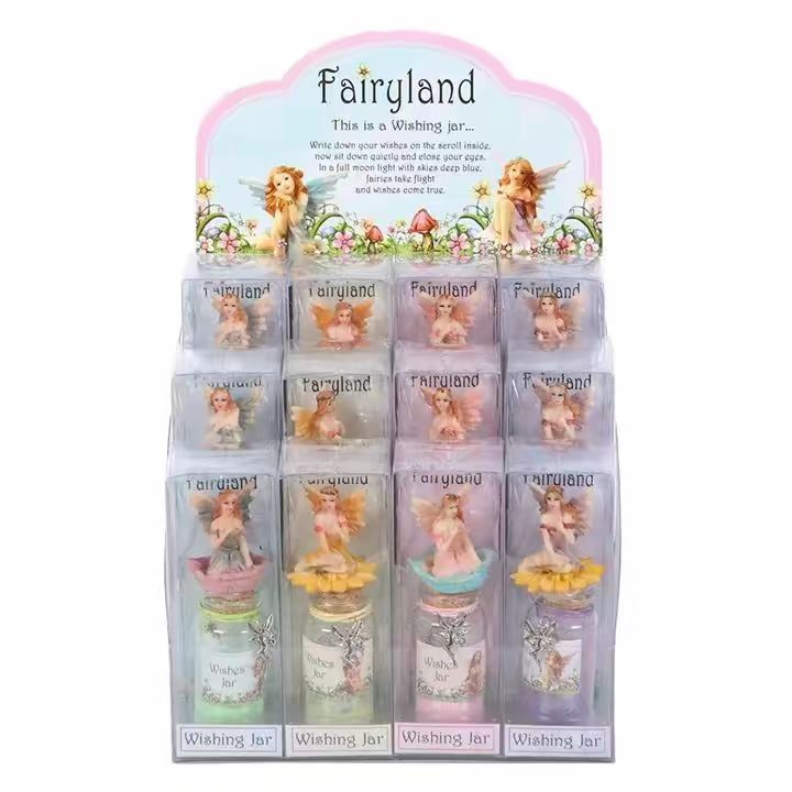 Fairy Magical Wishing Jar Ornament - 6cm with Coloured Glitter and Wish Scroll