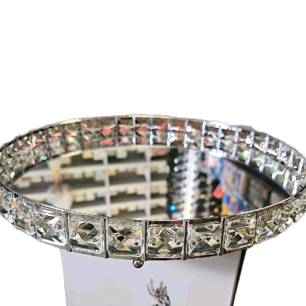 Decorative Round Mirror Tray 31cm Storage Cosmetics Organiser Glass