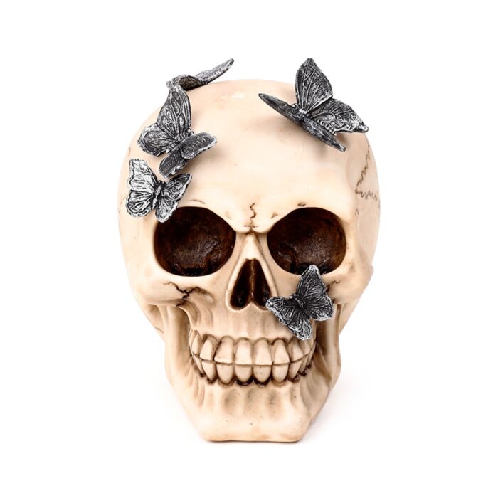 Skull with Metallic Butterflies