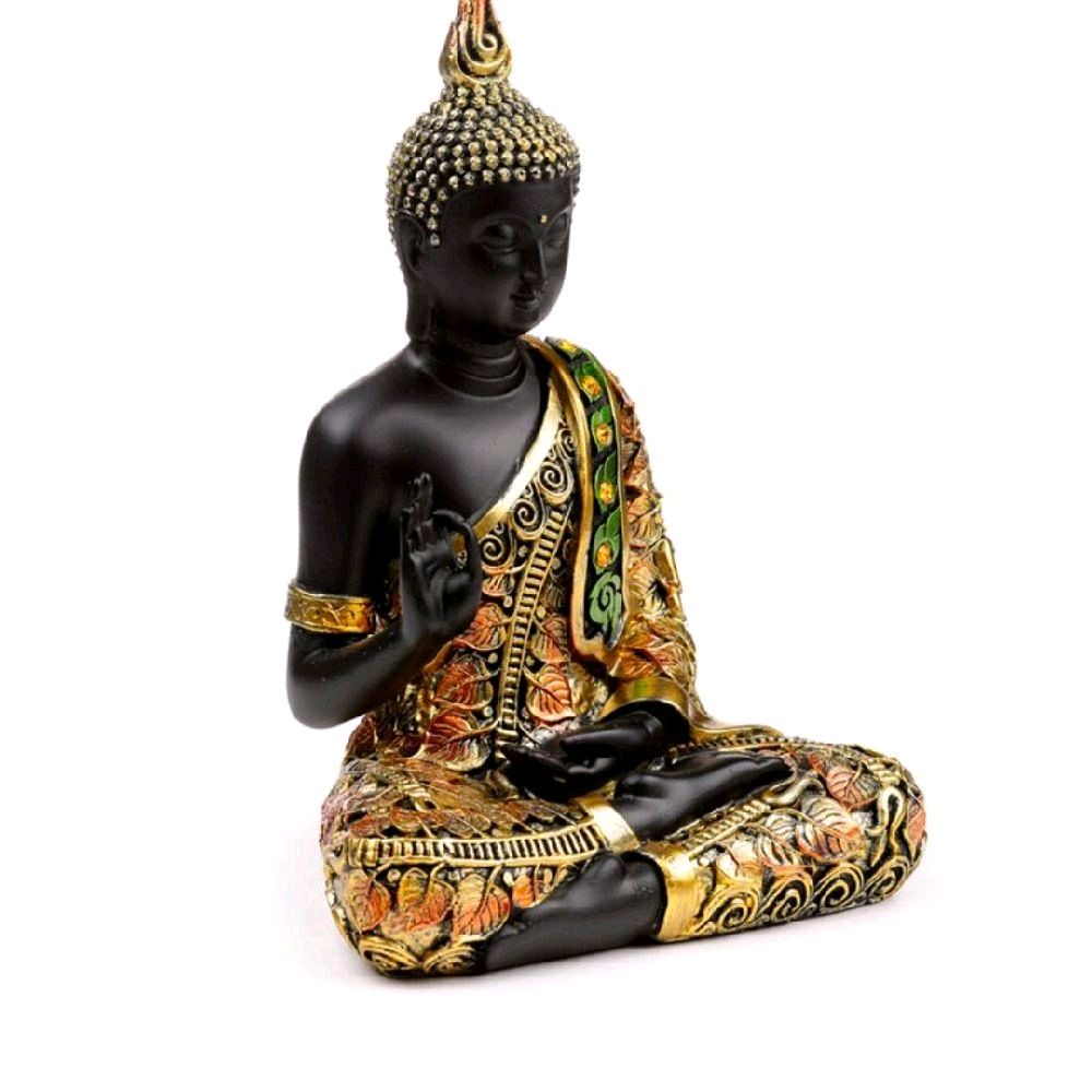 Black & Orange Gold Thai Buddha Mediation Decor Ornaments for Home Religious