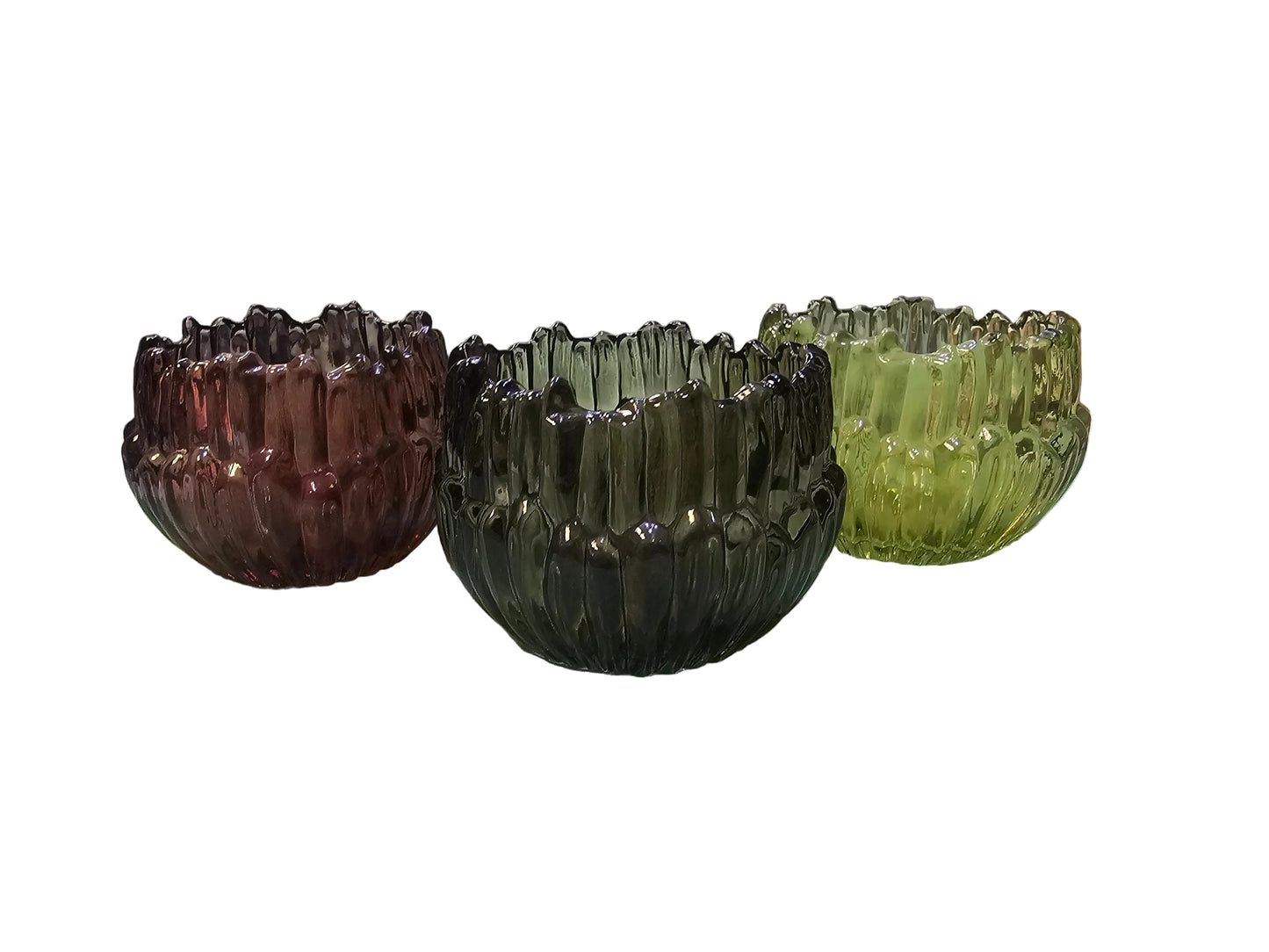 Textured Glass Tealight Candle Holder - 3 Colours