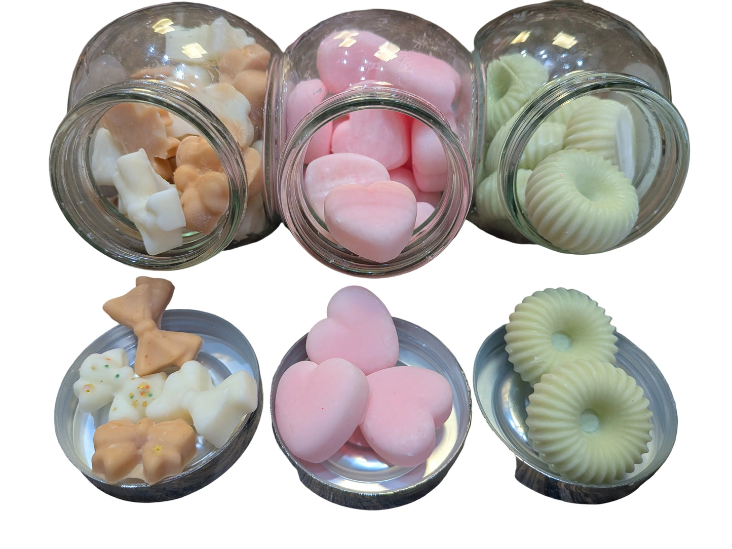 Wax Melt Shapes in reusable glass jars