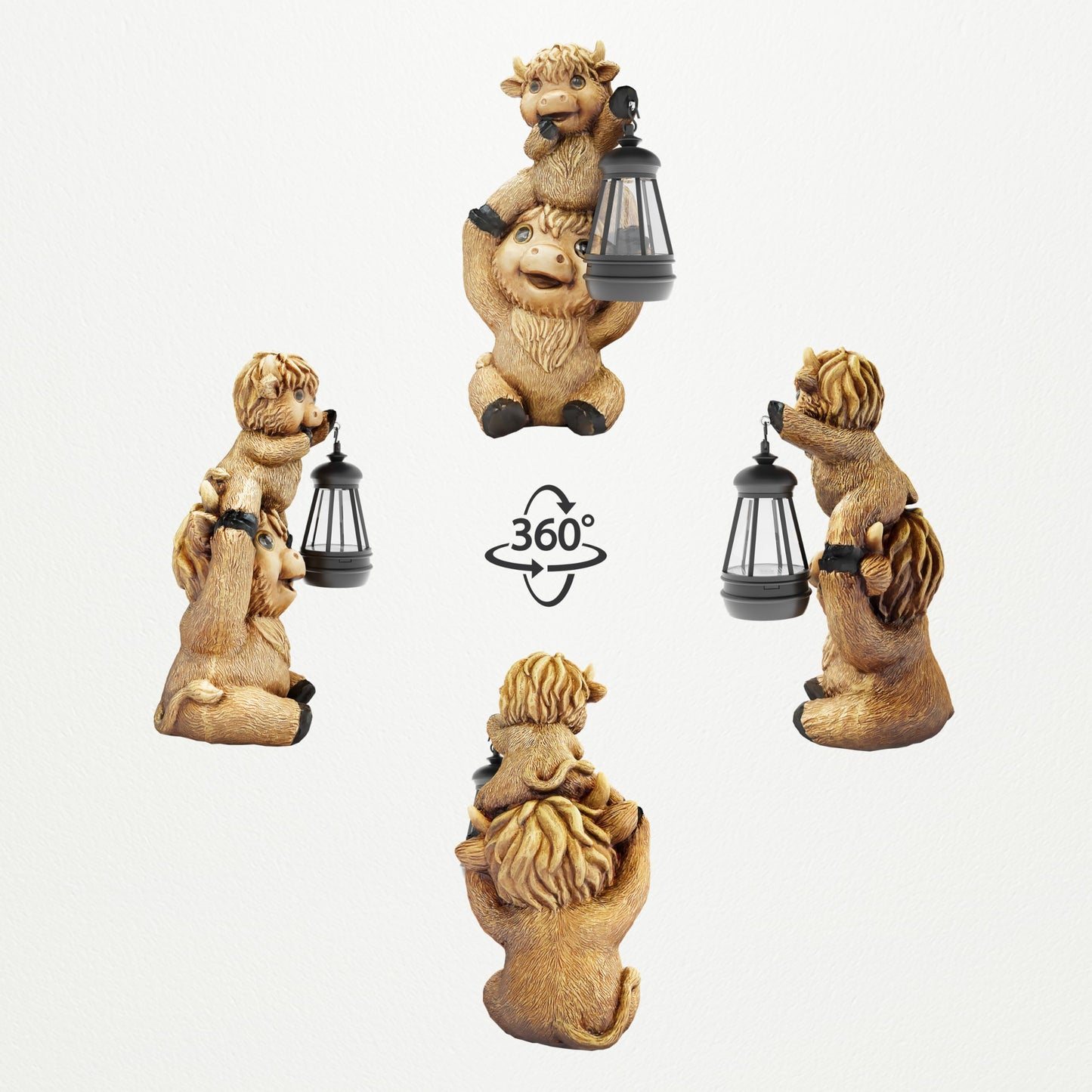 Highland Cow Garden Ornament with Solar Lights Funny Outdoor Decoration Gift