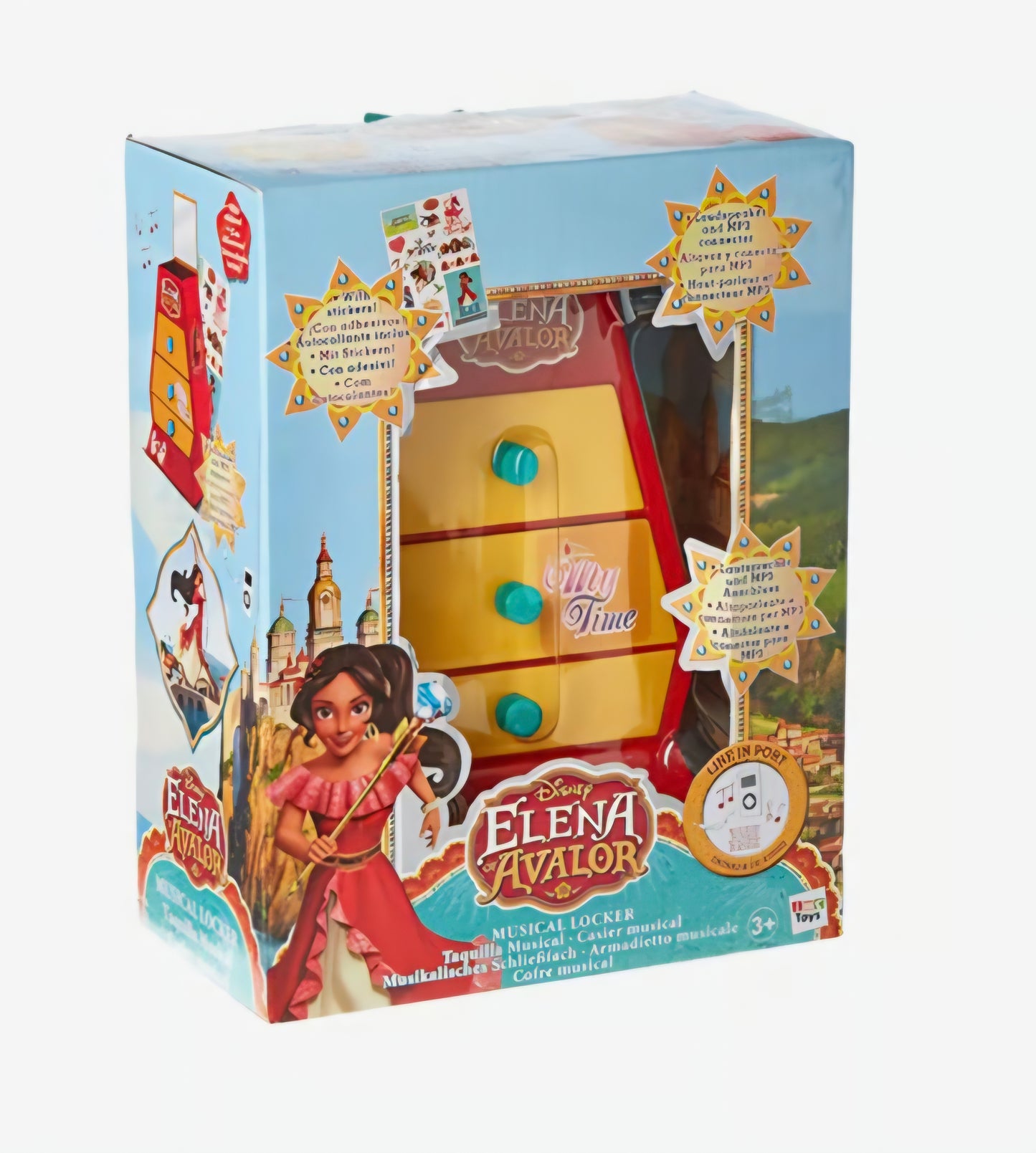 Disney Elena of Avalor Musical Locker, featuring a red and yellow design with three drawers.