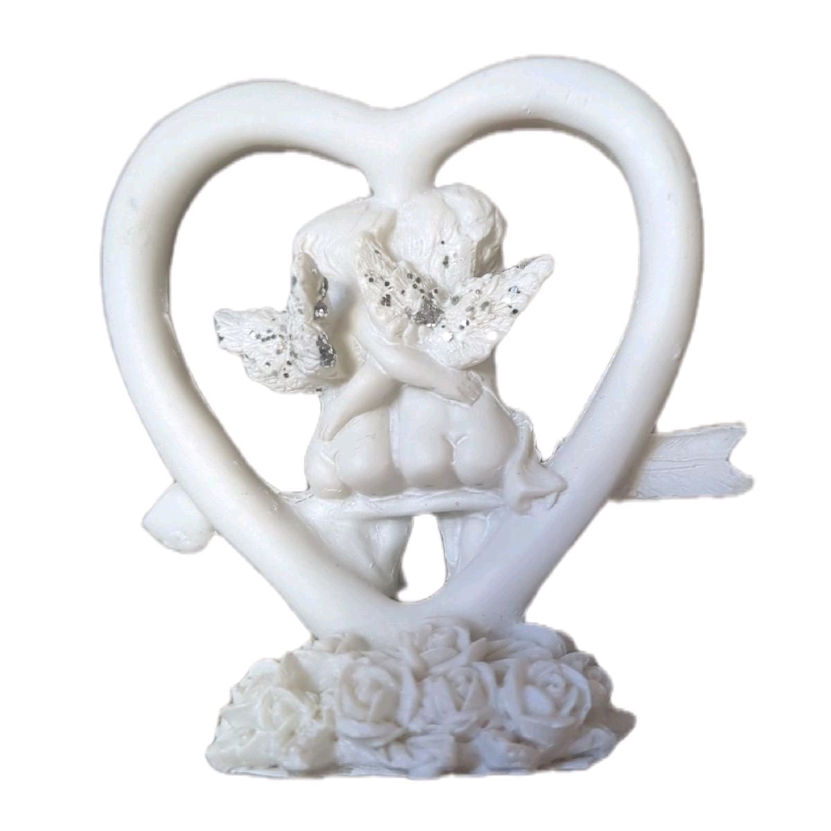 Lovers Glitter Cherubs Sitting in Arrow Heart