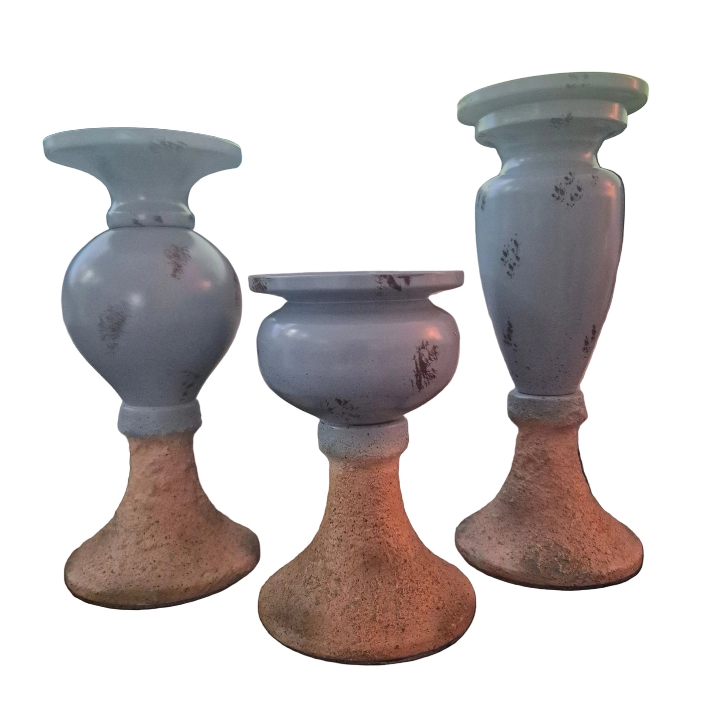 Vintage Coastal Metal Pillar Candle Holder