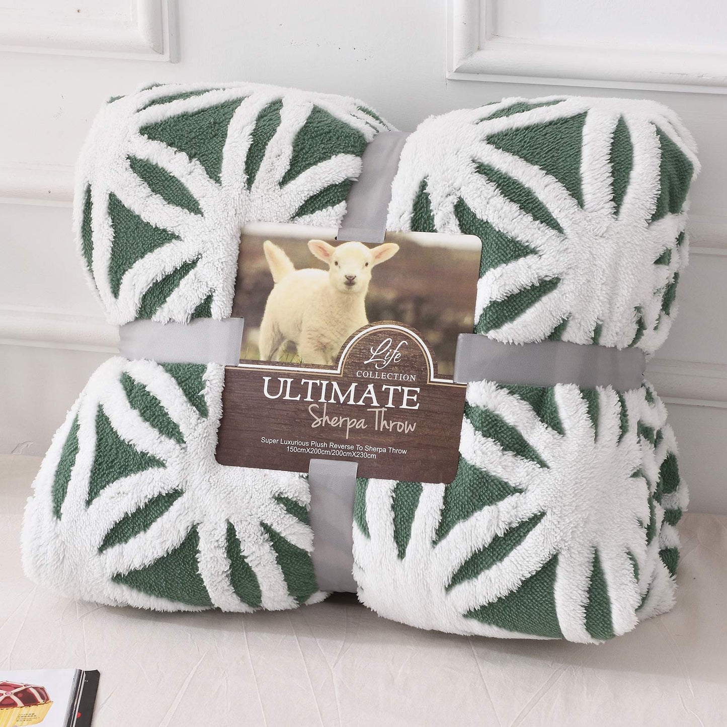 Sherpa Fleece Blanket Fluffy Soft Dual Sided Throw for Sofa Bed Travel Camping - Olive-green 160x200cm