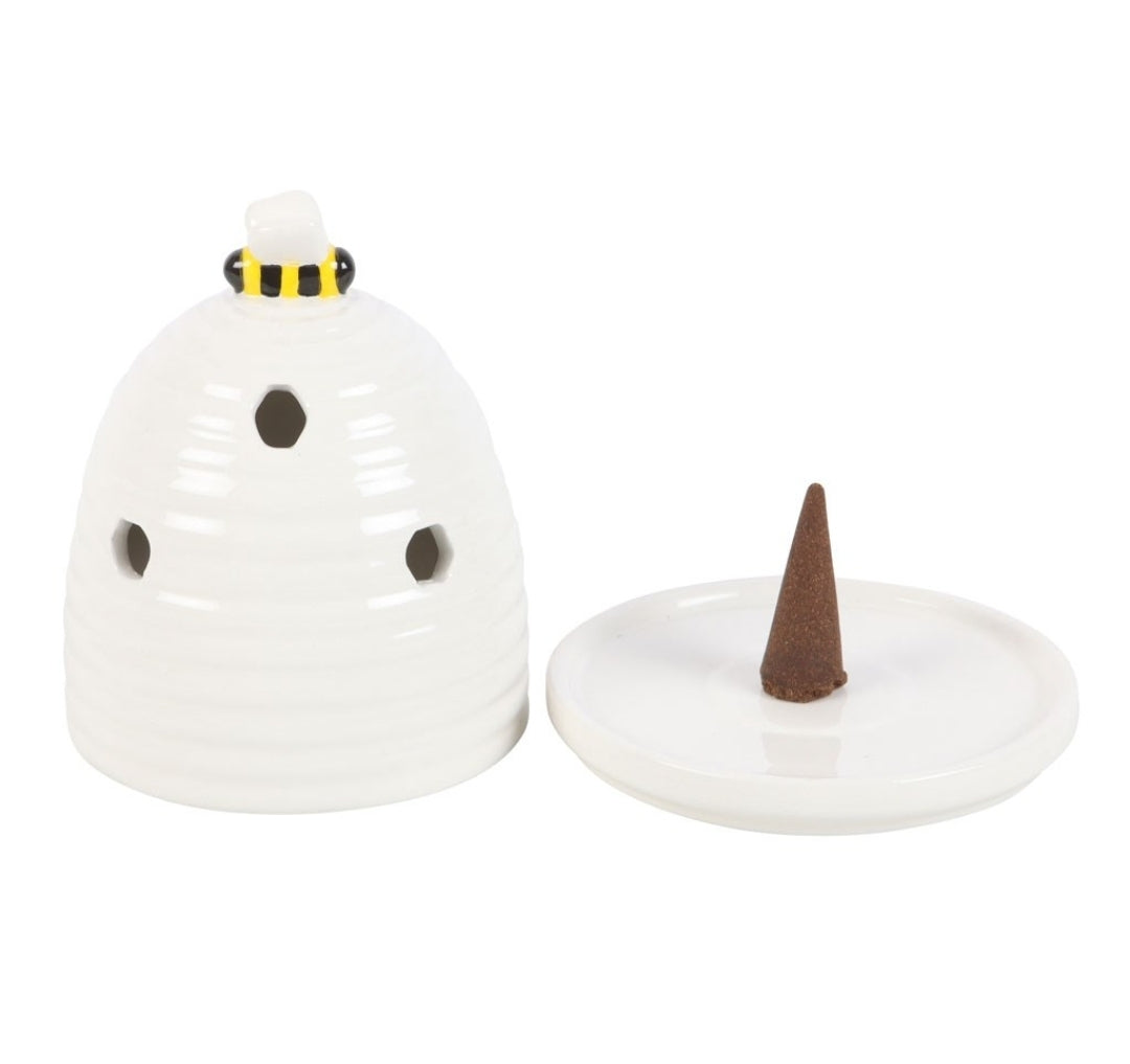 White Beehive Incense Cone Holder