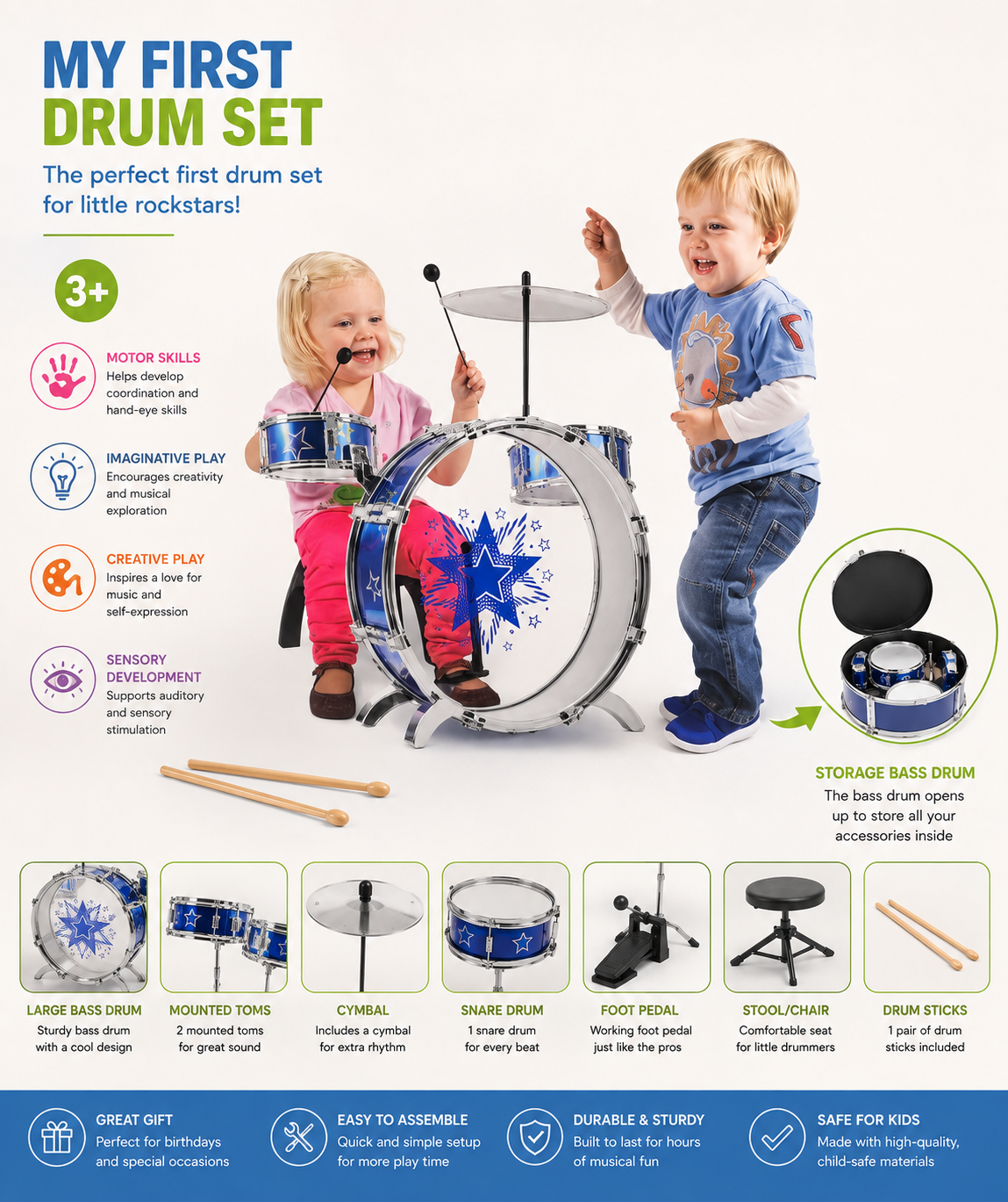 My First Drum Set, an 8-piece musical instrument toy kit